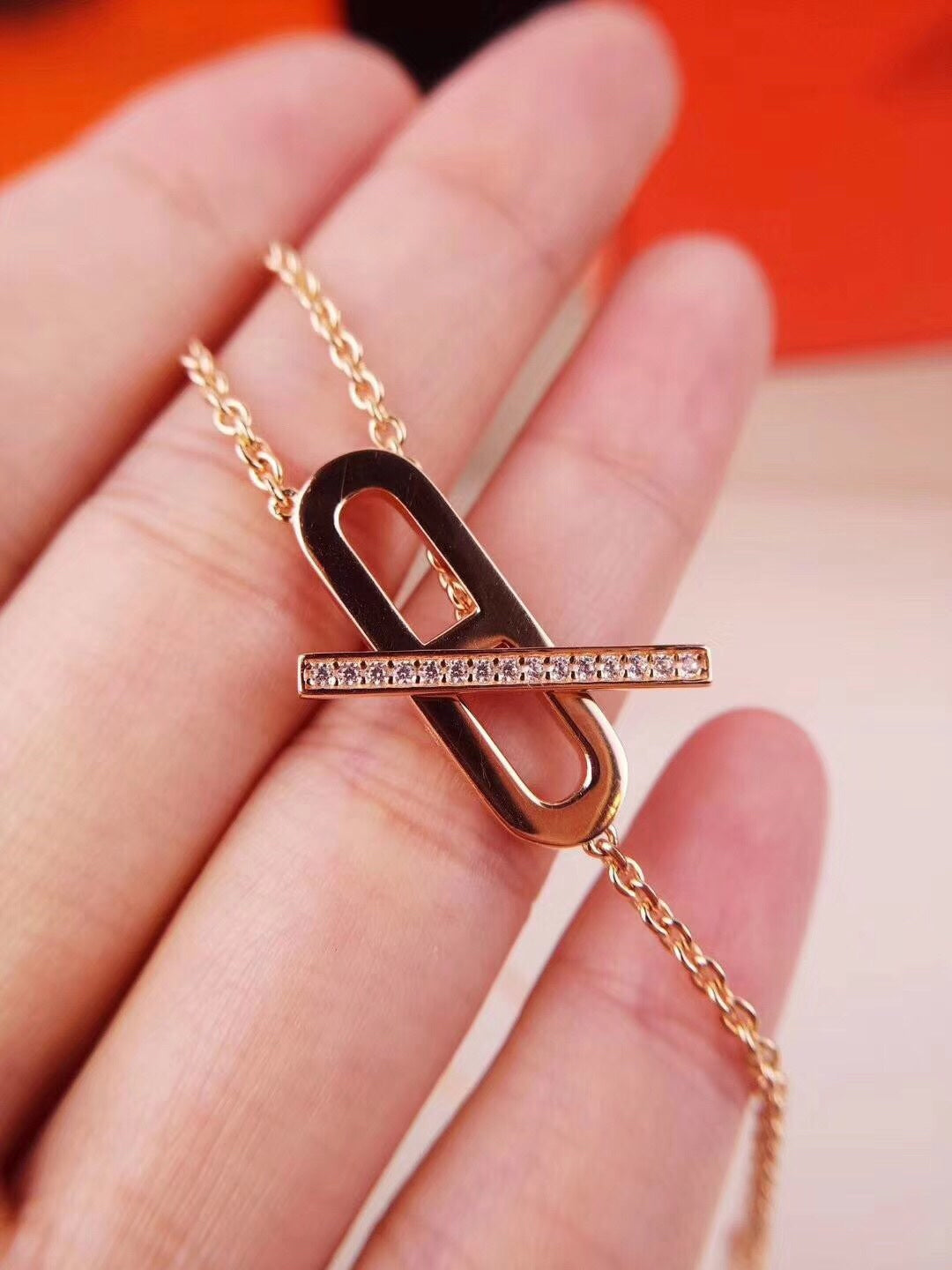 [Lumi Jewelry]HM NECKLACE PLATINUM ROSE GOLD DIAMOND