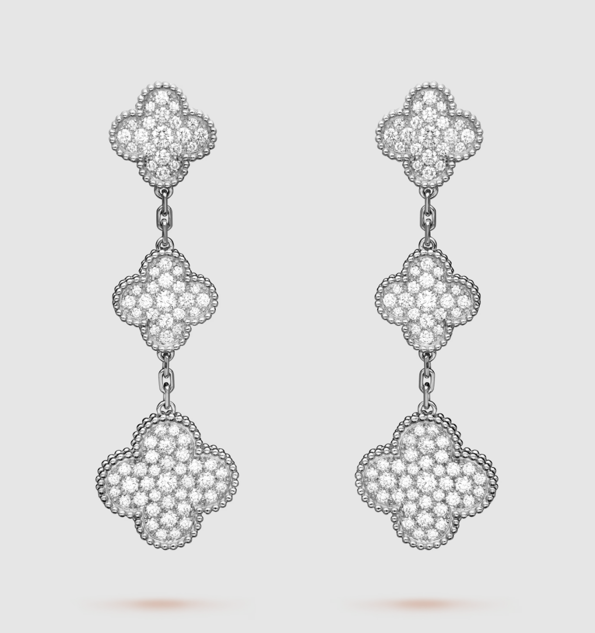 [Lumi Jewelry]CLOVER 3 MOTIF DIAMOND SILVER DROP EARRINGS