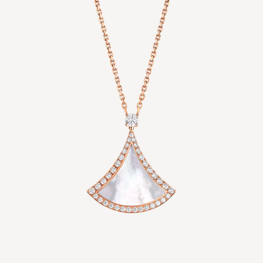 [Lumi Jewelry]DREAM MOP DIAMOND PAVED PINK GOLD NECKLACE