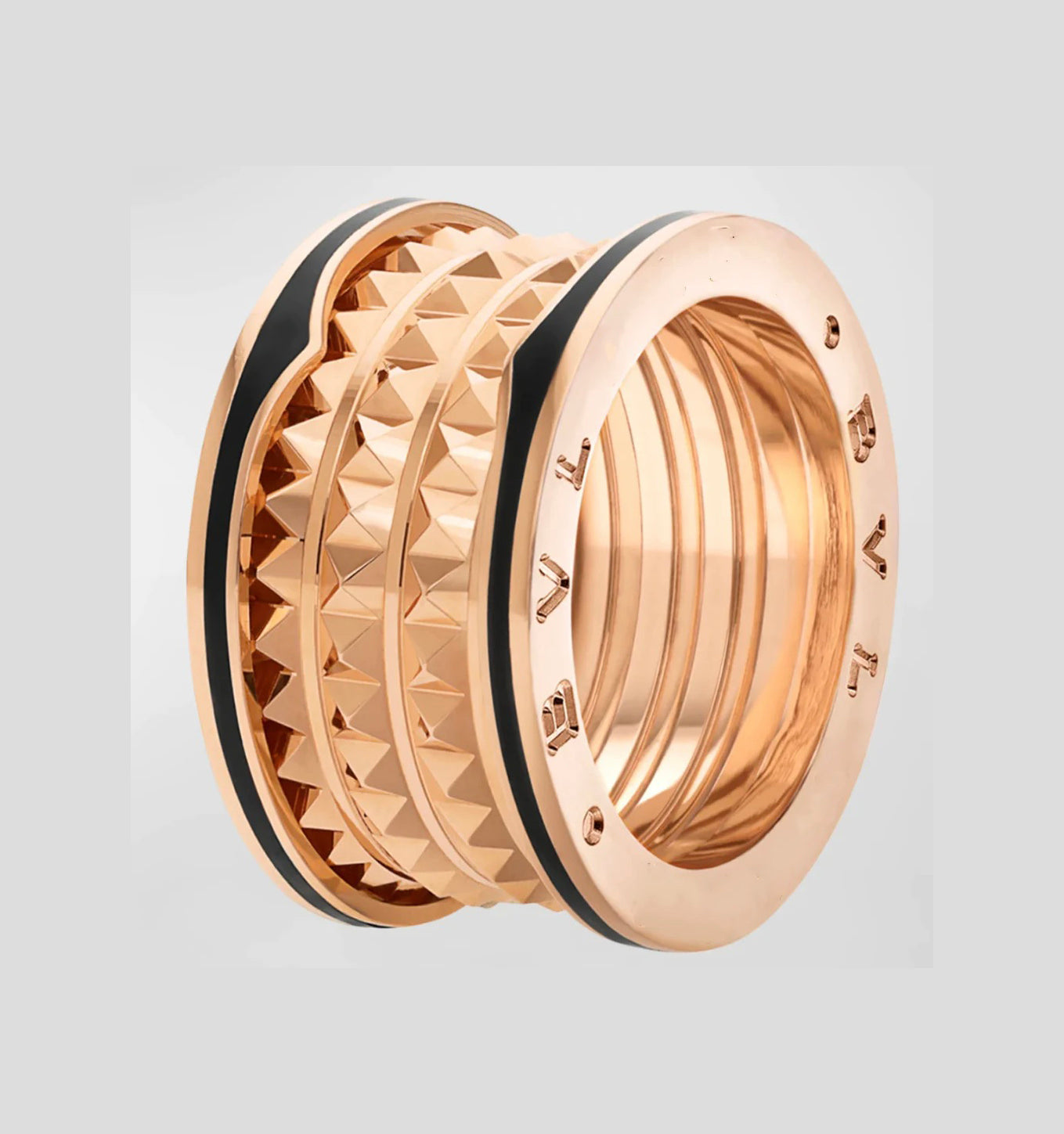 [Lumi Jewelry]ZERO 1 ROCK BLACK CERAMIC PINK GOLD LARGE MODEL