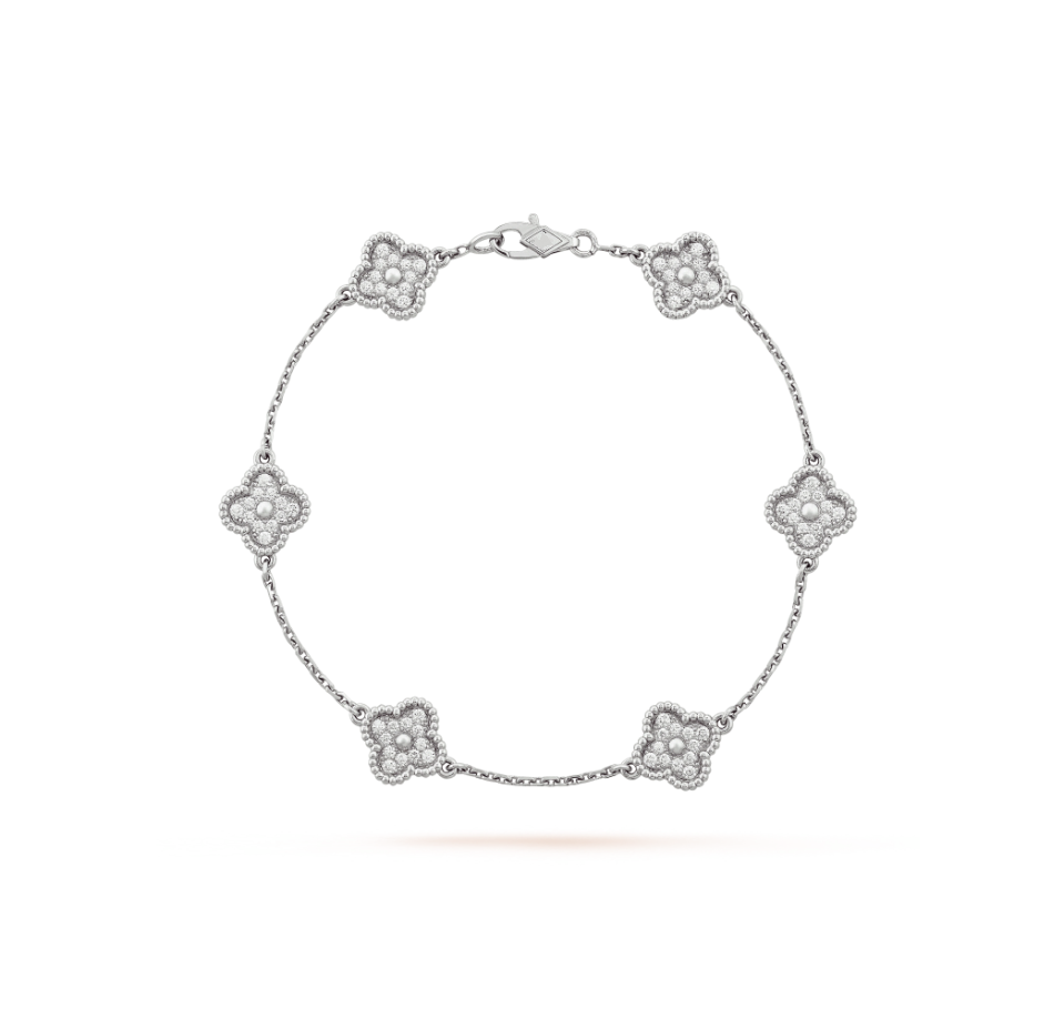 [Lumi Jewelry]CLOVER 6 MOTIF SILVER DIAMOND BRACELET