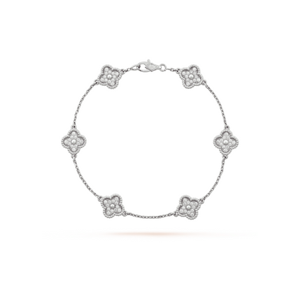 [Lumi Jewelry]CLOVER 6 MOTIF SILVER DIAMOND BRACELET
