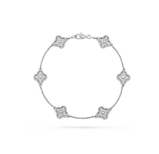 [Lumi Jewelry]CLOVER 6 MOTIF SILVER DIAMOND BRACELET