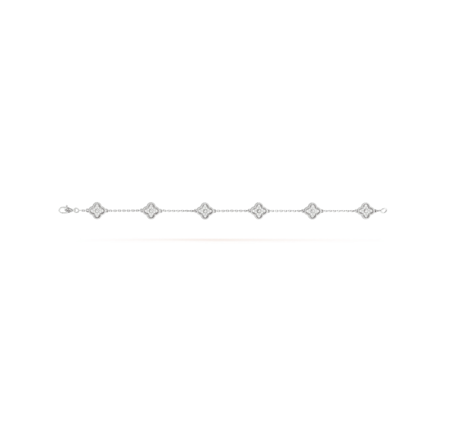 [Lumi Jewelry]CLOVER 6 MOTIF SILVER DIAMOND BRACELET