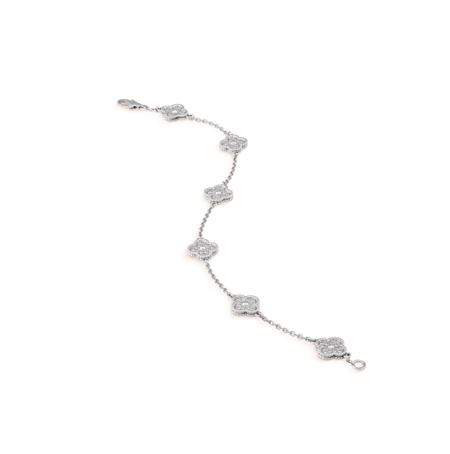 [Lumi Jewelry]CLOVER 6 MOTIF SILVER DIAMOND BRACELET