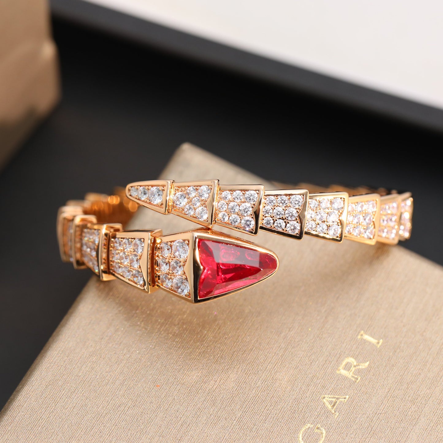 [Lumi Jewelry]Serpenti Viper Bracelet with Rubellite & Full Pavé Diamonds