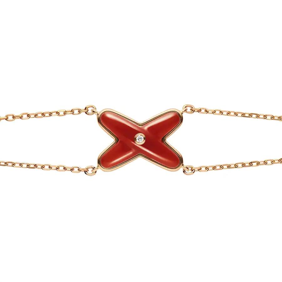 [Lumi Jewelry]JEUX BRACELET CARNELIAN PINK GOLD 1 DIAMOND