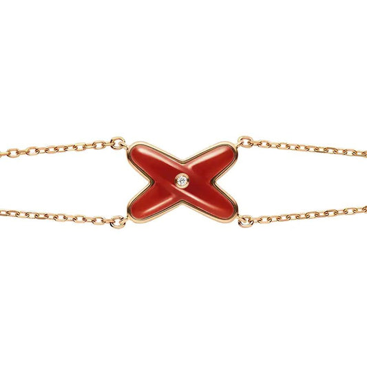 [Lumi Jewelry]JEUX BRACELET CARNELIAN PINK GOLD 1 DIAMOND