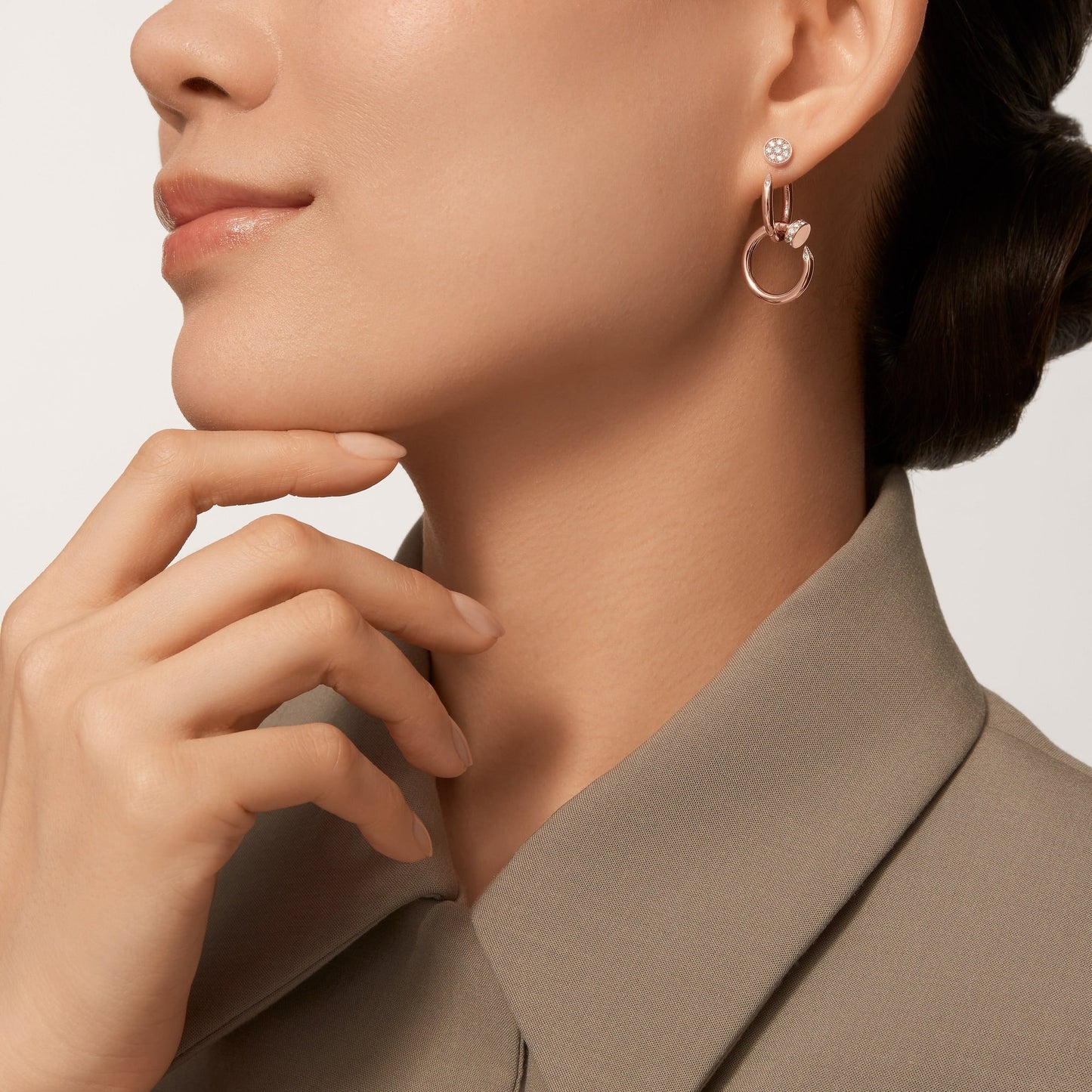 [Lumi Jewelry]JUSTE HALF DIAMOND DOUBLE EARRINGS