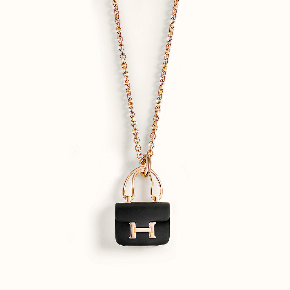 [Lumi Jewelry]CONSTANCE BLACK PEDANT PINK GOLD NECKLACE