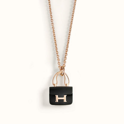 [Lumi Jewelry]CONSTANCE BLACK PEDANT PINK GOLD NECKLACE