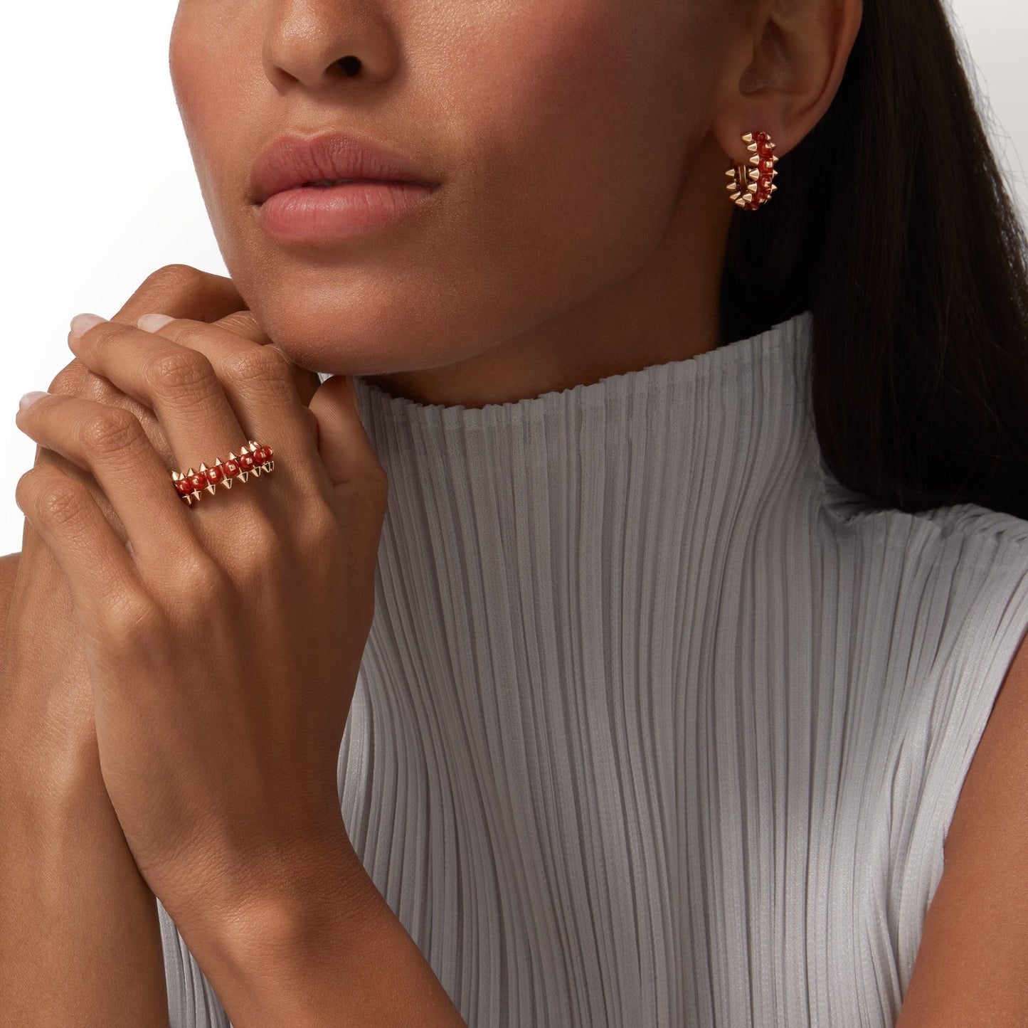 [Lumi Jewelry]CLASH 7.9MM AGATE CHALCEDONY EARRINGS