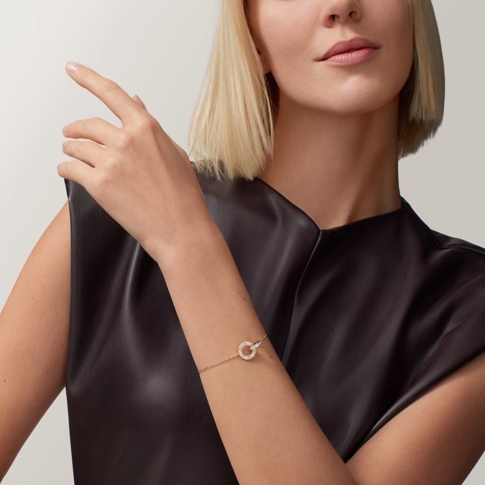 [Lumi Jewelry]LOVE DOUBLE RING FULL DIAMOND BRACELET