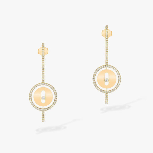 [Lumi Jewelery]LUCKY MOVE ARROW PINK GOLD DIAMOND EARRINGS