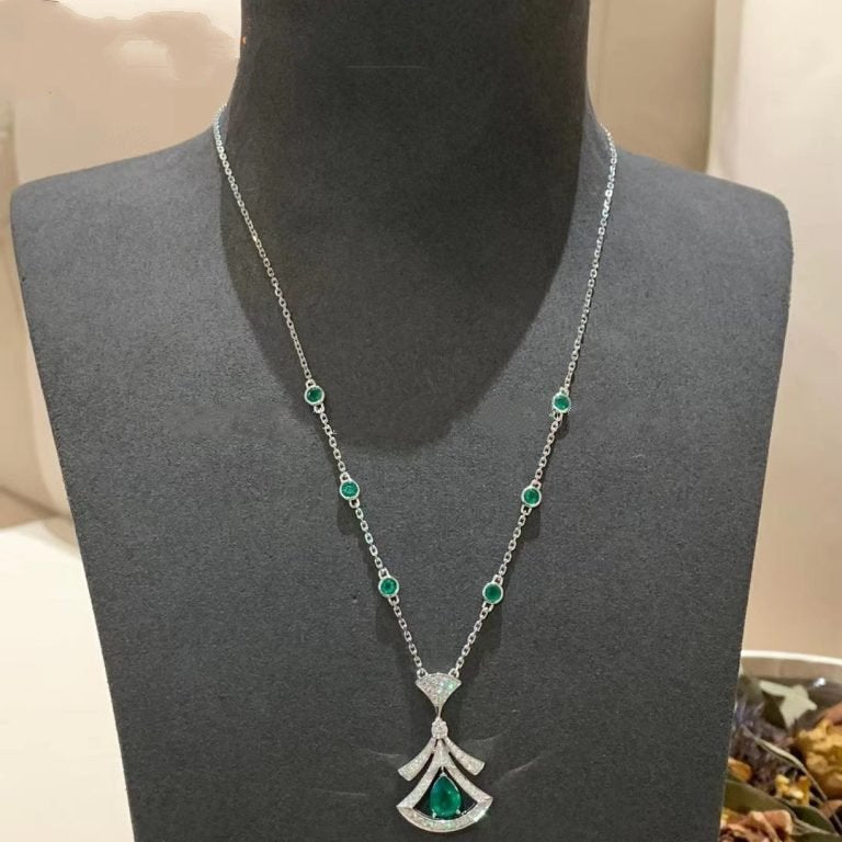 [Lumi Jewelry]DREAM NECKLACE MALACHITE DIAMOND SILVER
