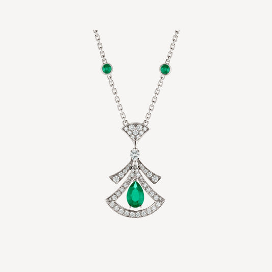 [Lumi Jewelry]DREAM NECKLACE MALACHITE DIAMOND SILVER