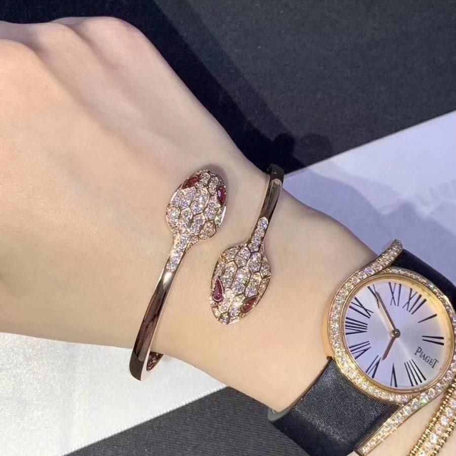 [Lumi Jewelry]SERPENTI BRACELET PINK GOLD DIAMOND DOUBLE SNAKE