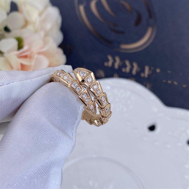 [Lumi Jewelry]SERPENTI RING PINK GOLD DIAMOND PAVED 4MM