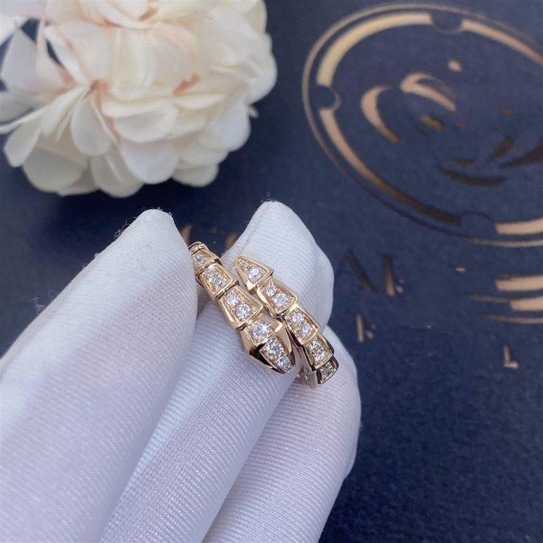 [Lumi Jewelry]SERPENTI RING PINK GOLD DIAMOND PAVED 4MM