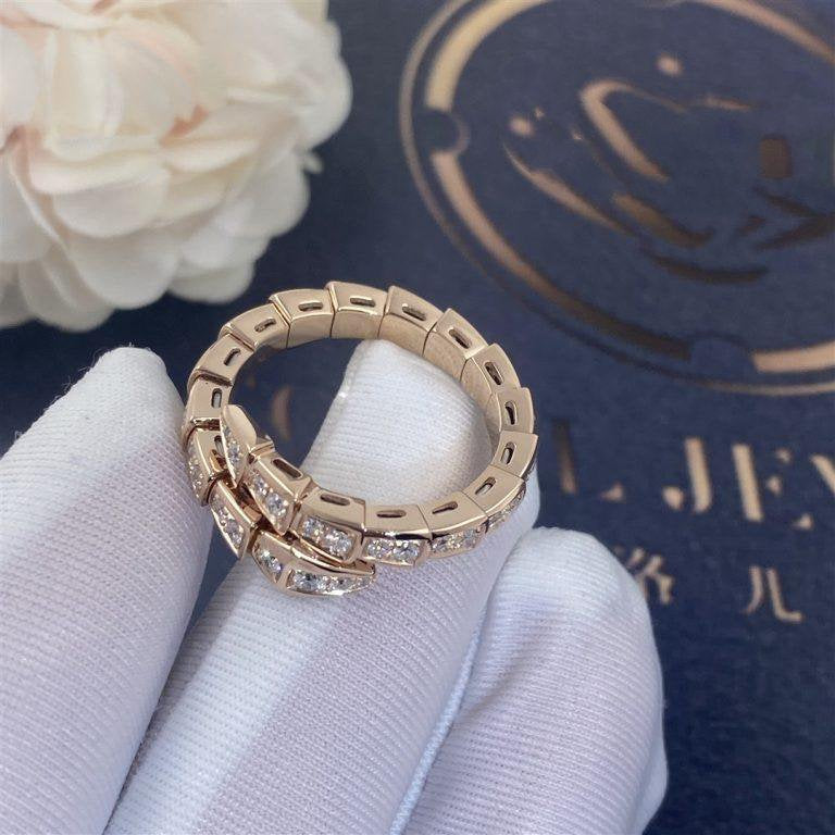 [Lumi Jewelry]SERPENTI RING PINK GOLD DIAMOND PAVED 4MM