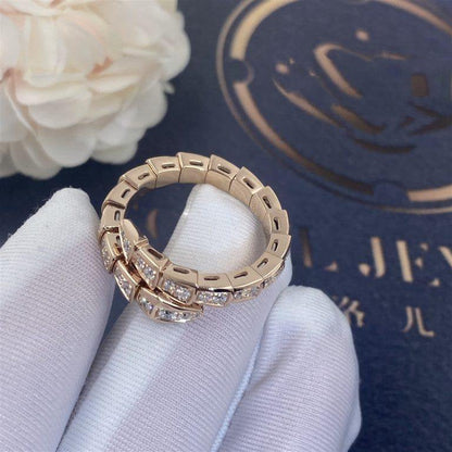 [Lumi Jewelry]SERPENTI RING PINK GOLD DIAMOND PAVED 4MM