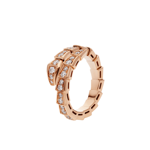[Lumi Jewelry]SERPENTI RING PINK GOLD DIAMOND PAVED 4MM