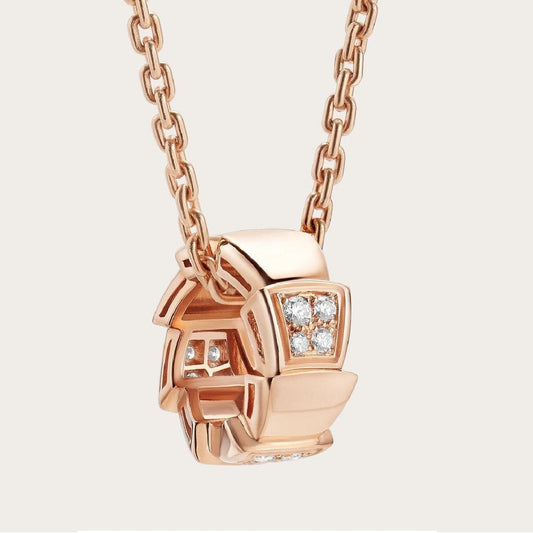[Lumi Jewelry]SERPENTI PEDANT DIAMOND PINK GOLD NECKLACE