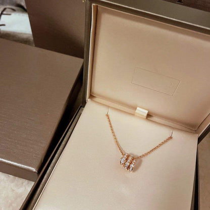 [Lumi Jewelry]SERPENTI PINK GOLD NECKLACE DOUBLE RING DIAMOND