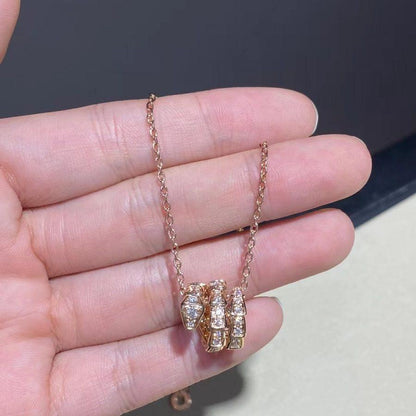 [Lumi Jewelry]SERPENTI PINK GOLD NECKLACE DOUBLE RING DIAMOND
