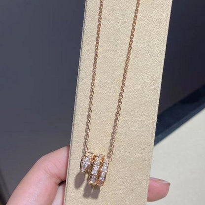 [Lumi Jewelry]SERPENTI PINK GOLD NECKLACE DOUBLE RING DIAMOND