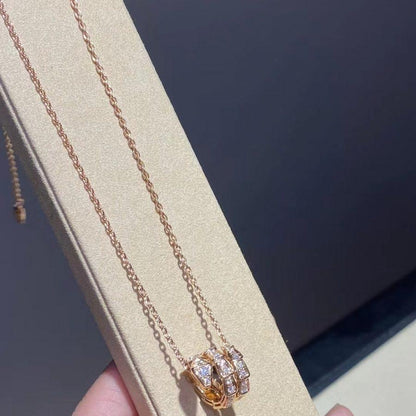[Lumi Jewelry]SERPENTI PINK GOLD NECKLACE DOUBLE RING DIAMOND