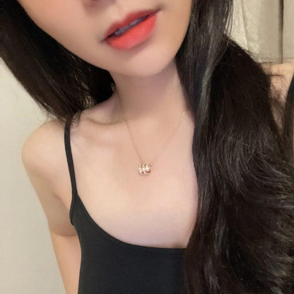 [Lumi Jewelry]SERPENTI PINK GOLD NECKLACE DOUBLE RING DIAMOND