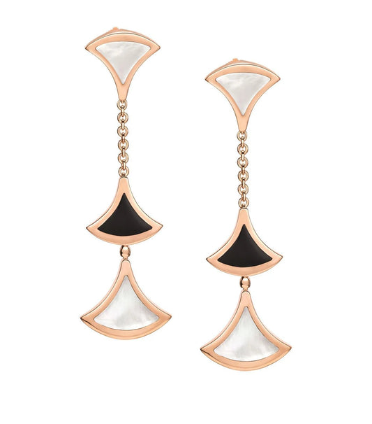 [Lumi Jewelry]DREAM EARRINGS 3 MOTIFS ONYX MOP PINK GOLD