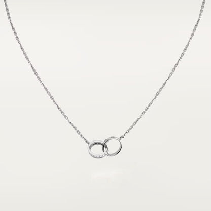 [Lumi Jewelry]LOVE DOUBLE RING HALF DIAMOND NECKLACE