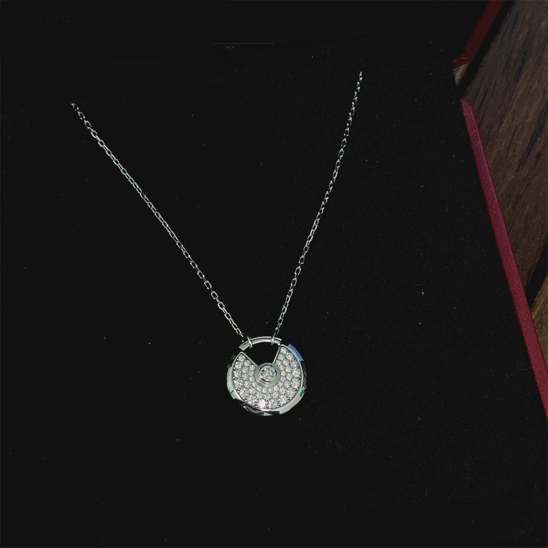 [Lumi Jewelry]AMULETTE SILVER FULL DIAMOND NECKLACE