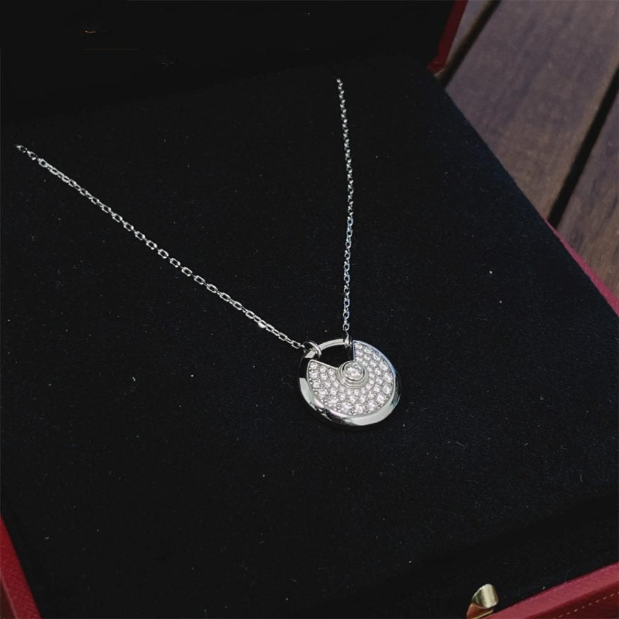 [Lumi Jewelry]AMULETTE SILVER FULL DIAMOND NECKLACE