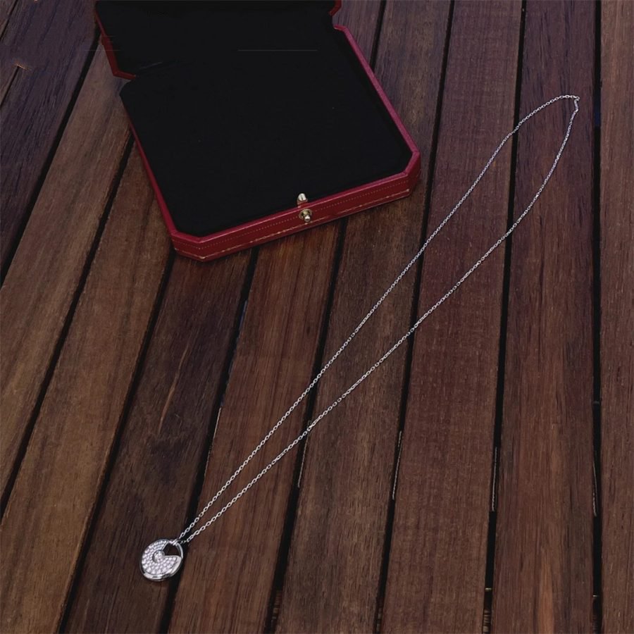 [Lumi Jewelry]AMULETTE SILVER FULL DIAMOND NECKLACE