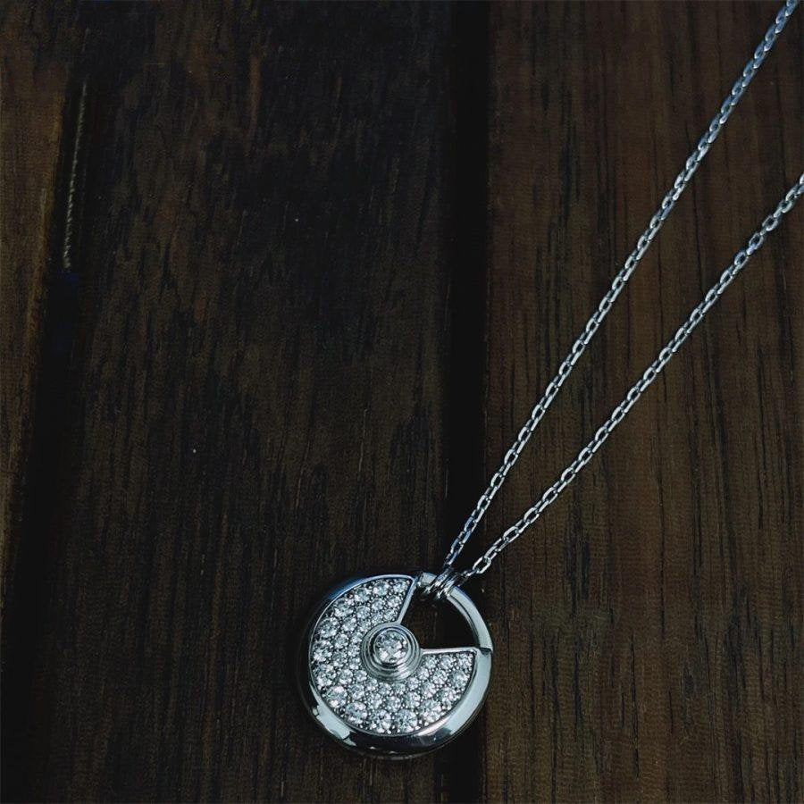 [Lumi Jewelry]AMULETTE SILVER FULL DIAMOND NECKLACE