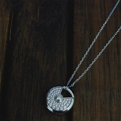 [Lumi Jewelry]AMULETTE SILVER FULL DIAMOND NECKLACE