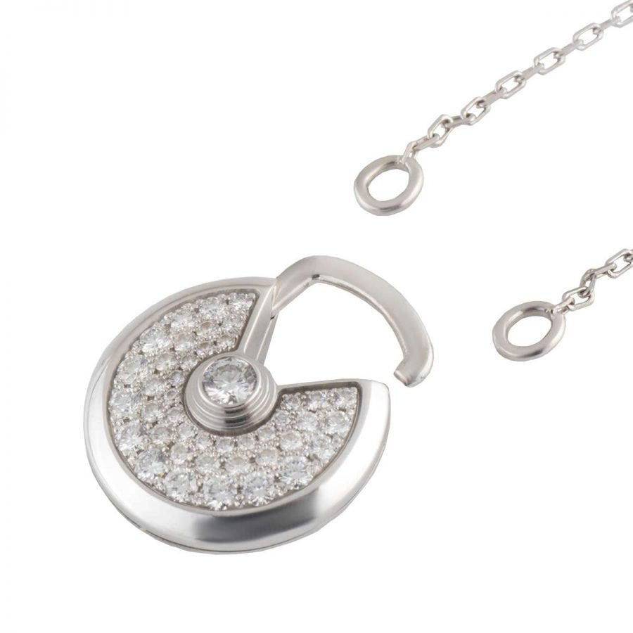 [Lumi Jewelry]AMULETTE SILVER FULL DIAMOND NECKLACE
