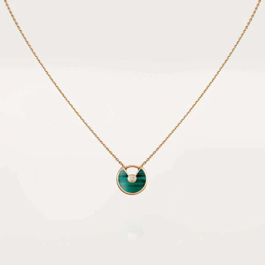 [Lumi Jewelry]AMULETTE ROSE GOLD MALACHITE NECKLACE