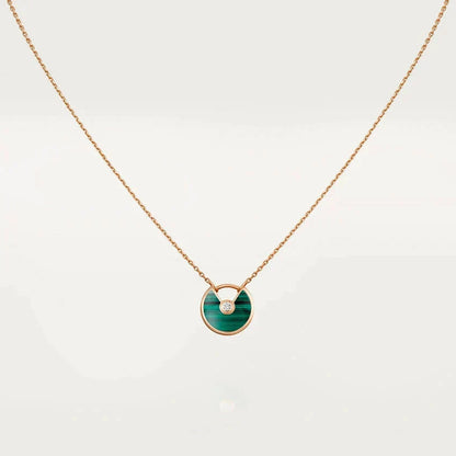 [Lumi Jewelry]AMULETTE ROSE GOLD MALACHITE NECKLACE