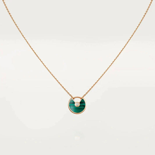 [Lumi Jewelry]AMULETTE ROSE GOLD MALACHITE NECKLACE