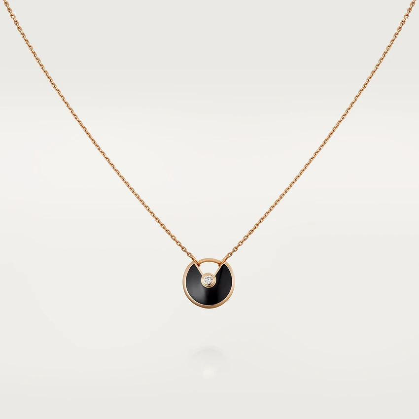[Lumi Jewelry]AMULETTE ROSE GOLD ONYX NECKLACE