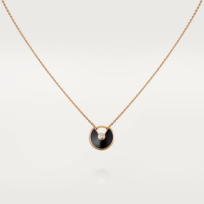 [Lumi Jewelry]AMULETTE ROSE GOLD ONYX NECKLACE