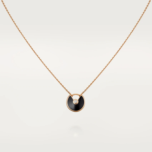 [Lumi Jewelry]AMULETTE ROSE GOLD ONYX NECKLACE