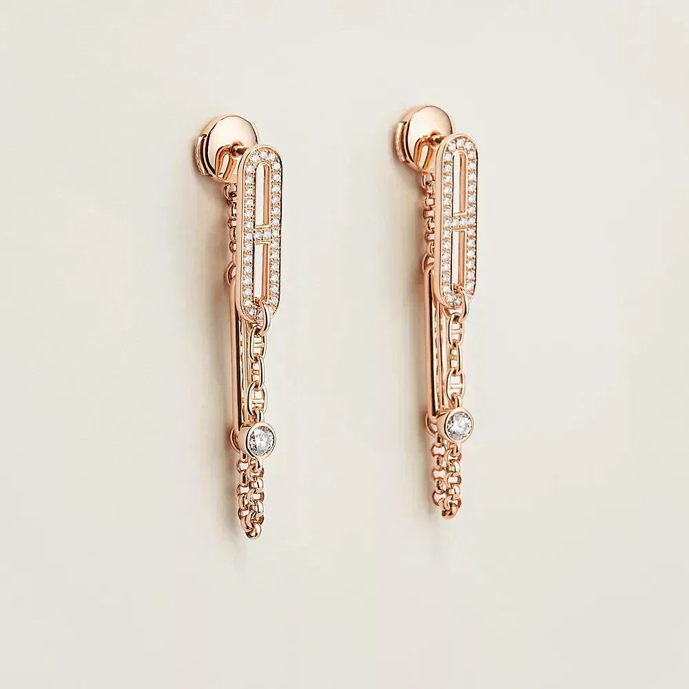 [Lumi Jewelry]CHAINE CHAOS DIAMOND DROP EARRINGS
