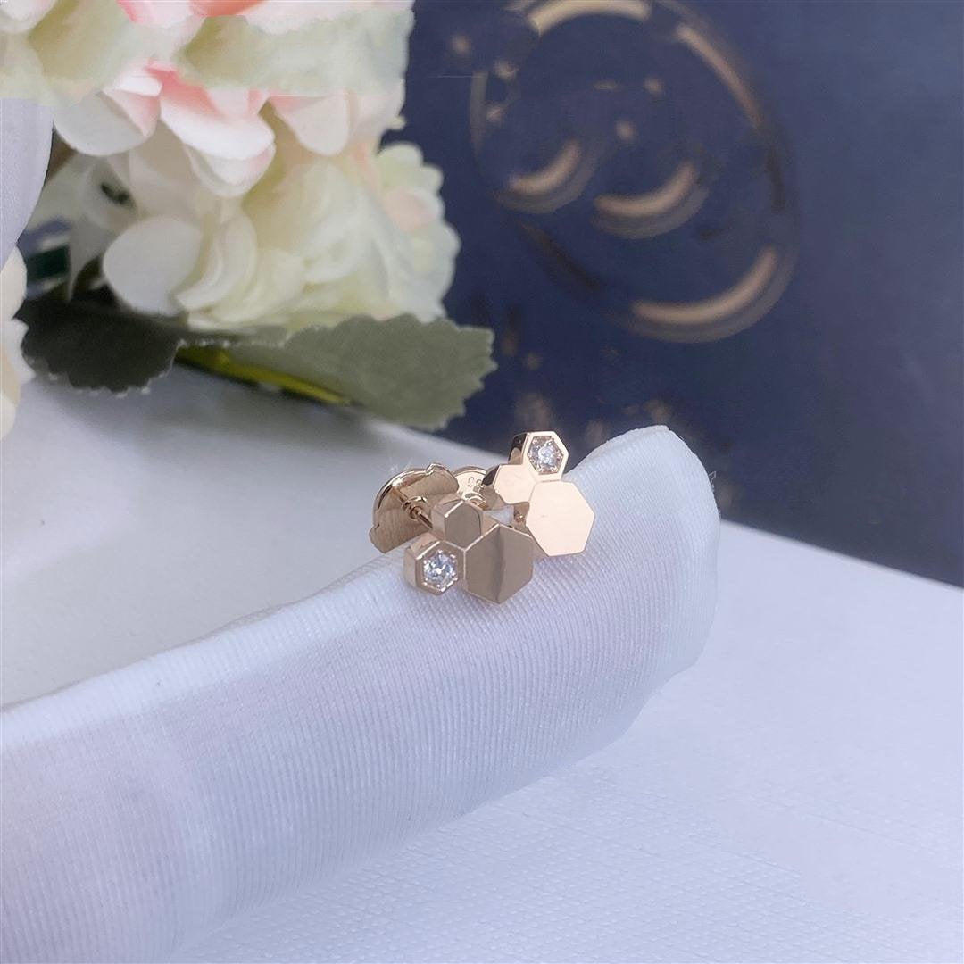 [Lumi Jewelry]BEE LOVE PINK GOLD DIAMOND EARRINGS