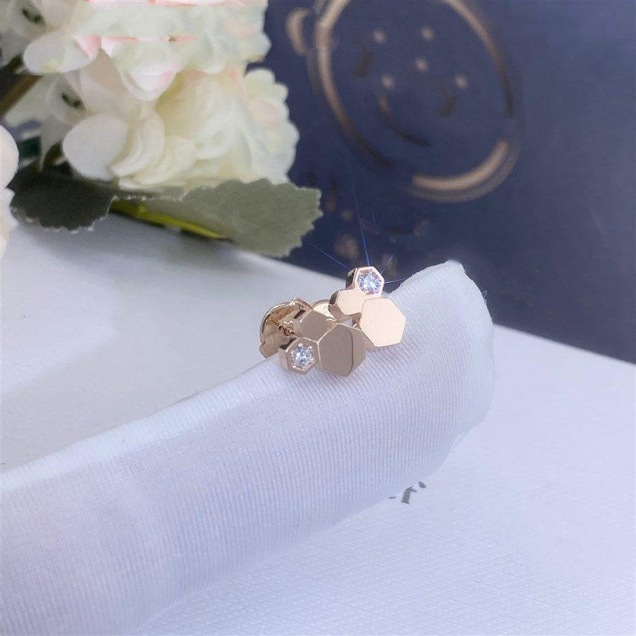 [Lumi Jewelry]BEE LOVE PINK GOLD DIAMOND EARRINGS