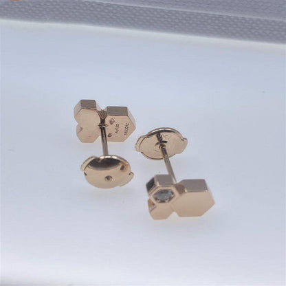 [Lumi Jewelry]BEE LOVE PINK GOLD DIAMOND EARRINGS